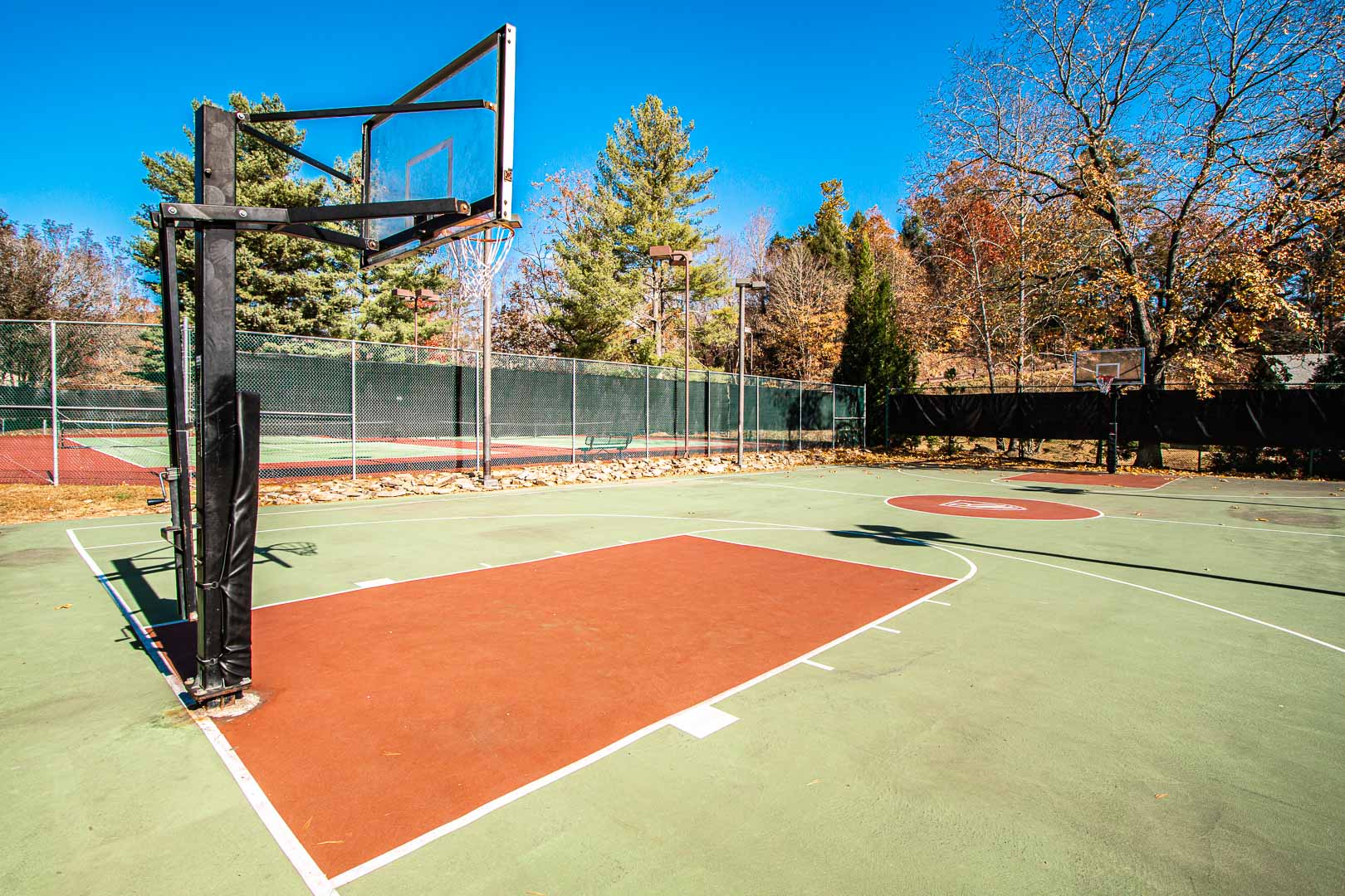 Outdoor basketball courts available at VRI's Fairways of the Mountains in North Carolina.